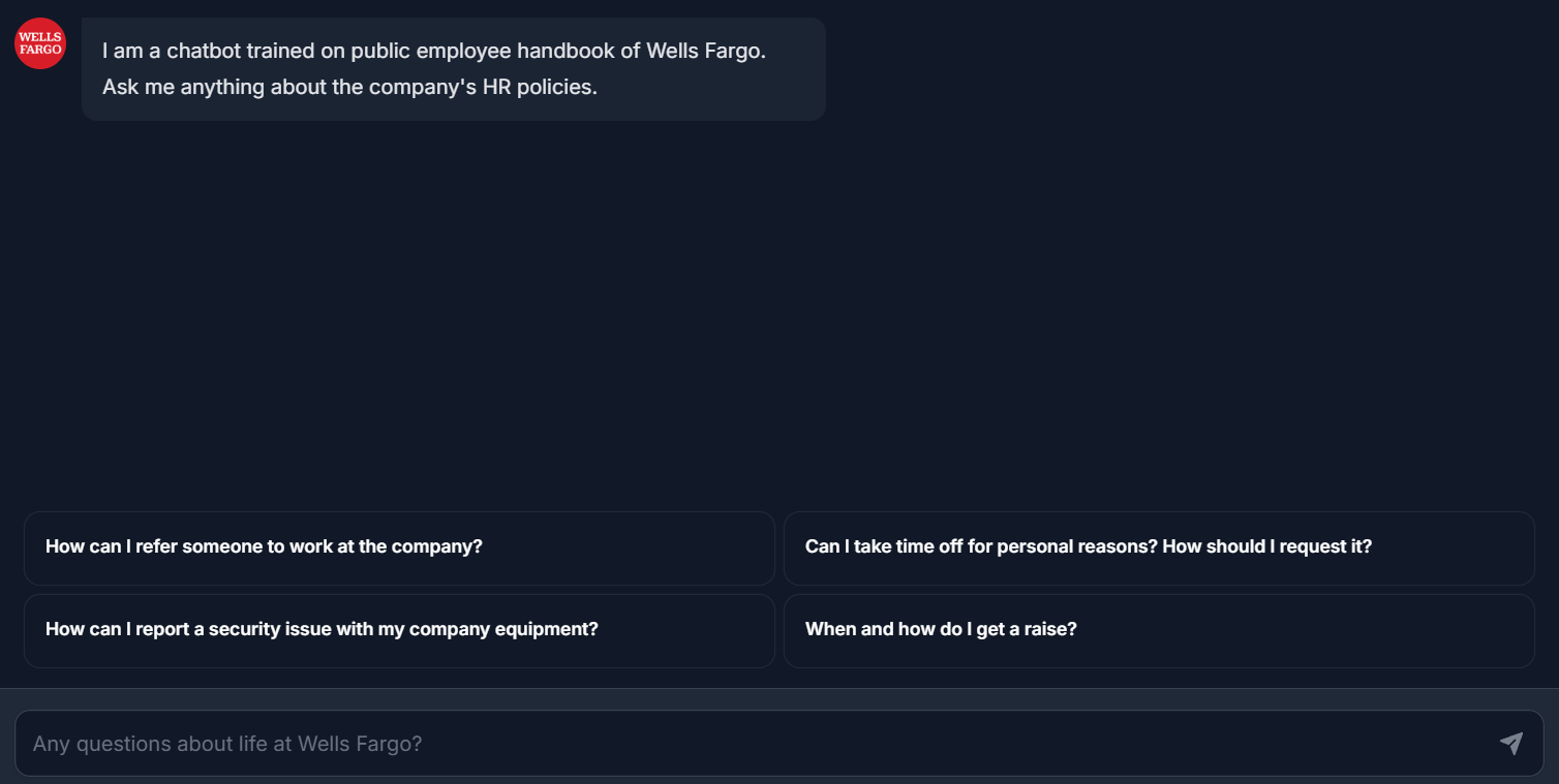 Wells Fargo HR Chatbot powered by DocuChat